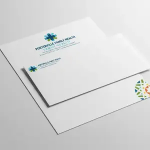 Person holding a large grand opening promotional poster with colorful gradient background